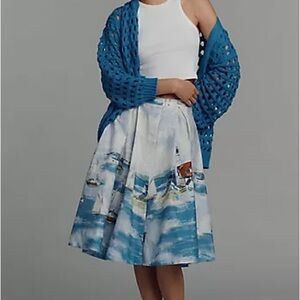 Anthropologie Maeve Seascape A Line Skirt